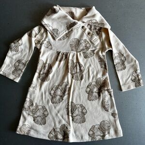 Cream Long-Sleeve Dress Turkey Print